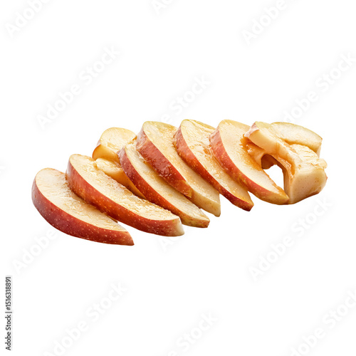 Set of apple strudel slices isolated on a transparent background