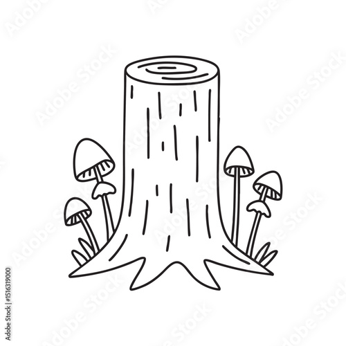 A tree trunk showing mushrooms around its base