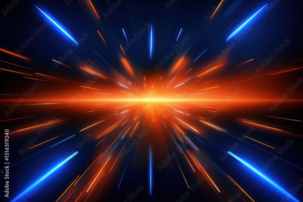 Naklejka premium Blue and orange futuristic neon light backgrounds fireworks.