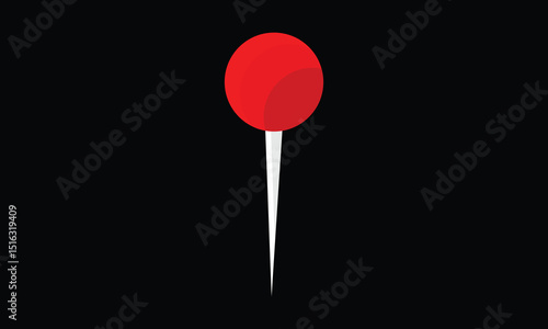 Red and Grey Location Map Pin Icon Vector, Red and White Pushpin on Black Background, Hair Pin, Red Dart