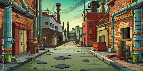 Steel Veins: Industrial Alley in Grit & Shadow