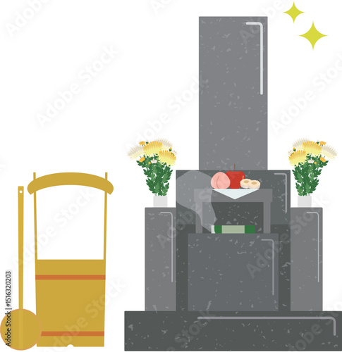 お墓参りのイメージイラスト