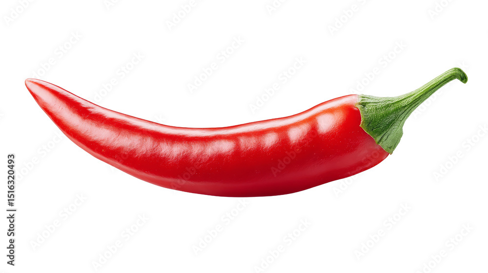 Vibrant Red Chili Pepper With Glossy Skin And Green Stem On Transparent Background Vibrant Red Chili Pepper With Glossy Skin And Green Stem On Transparent Background