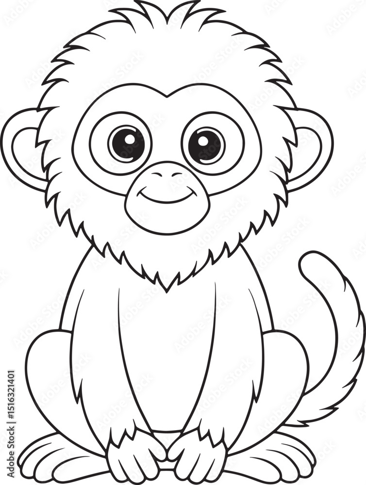 Fototapeta premium monkey coloring page cute primate artwork vector illustration