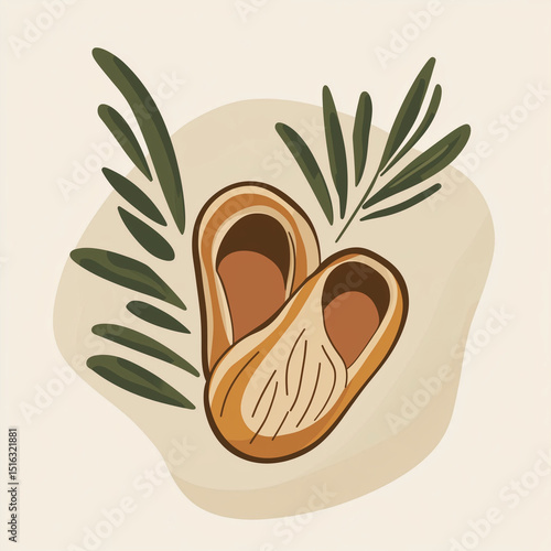 vector illustration of a straw shoes