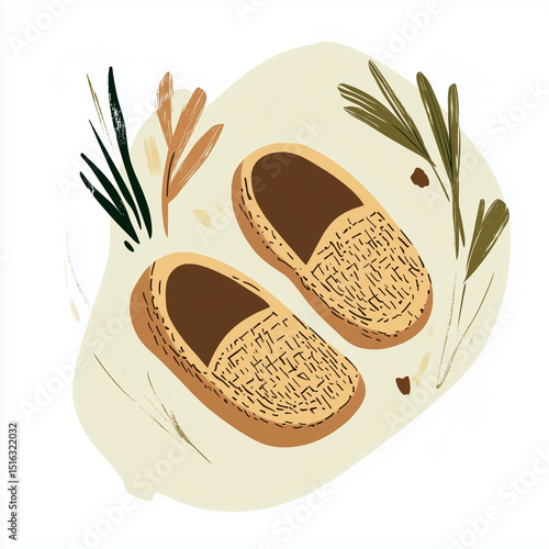 vector illustration of a straw shoes