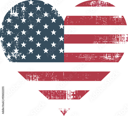 Distressed American Flag Heart Design