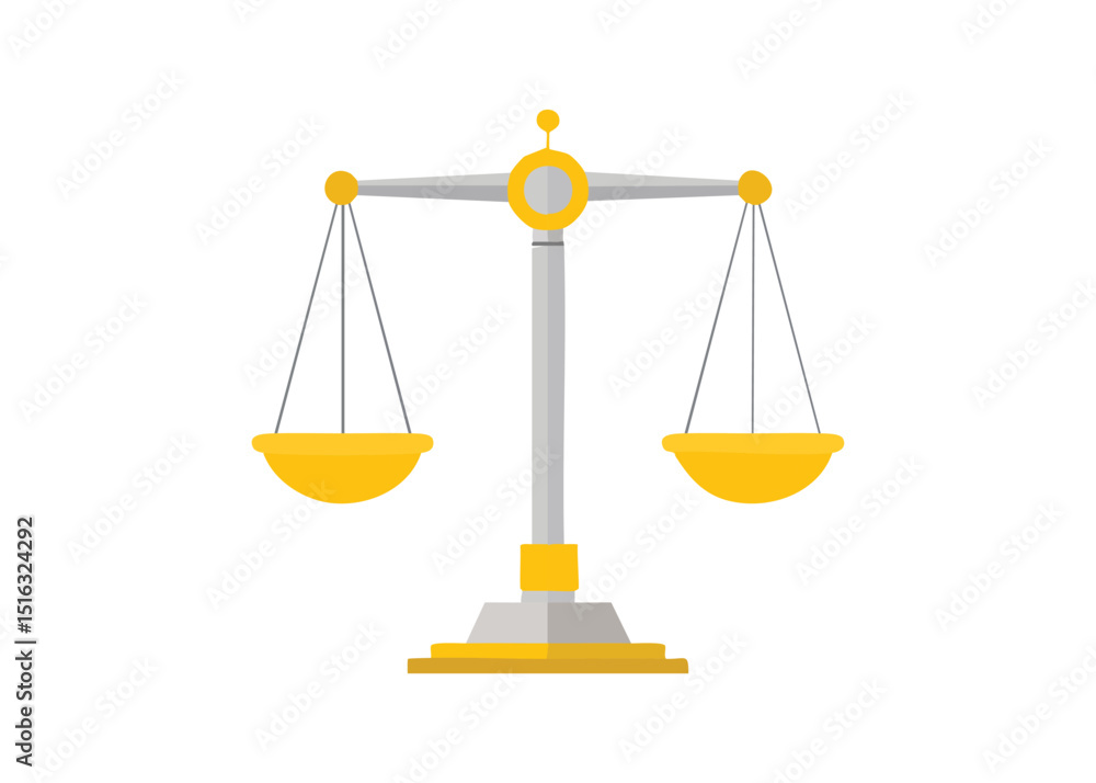 Illustration of a gold balance scale symbolizing justice equality and legal principles Illustration of a gold balance scale symbolizing justice equality and legal principles