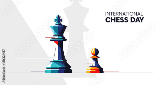 Chess pieces celebrating International Chess Day