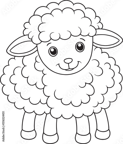sheep cartoon drawing printable for kids vector illustration