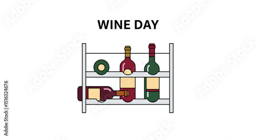 Wine bottles on rack for Wine Day