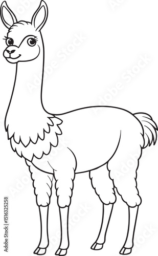 vicuna coloring page cute llama artwork for kids vector illustration