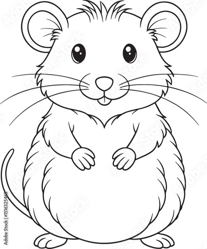 cute vole coloring page printable design vector illustration