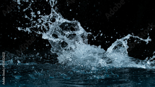 Wallpaper Mural Clear water splash on a black background , close-up Torontodigital.ca