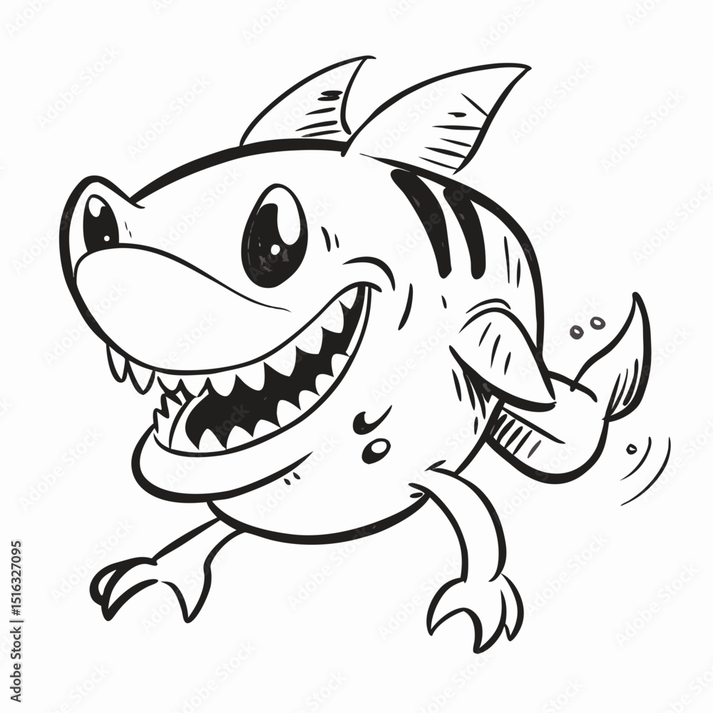 Fototapeta premium shark cartoon isolated on white