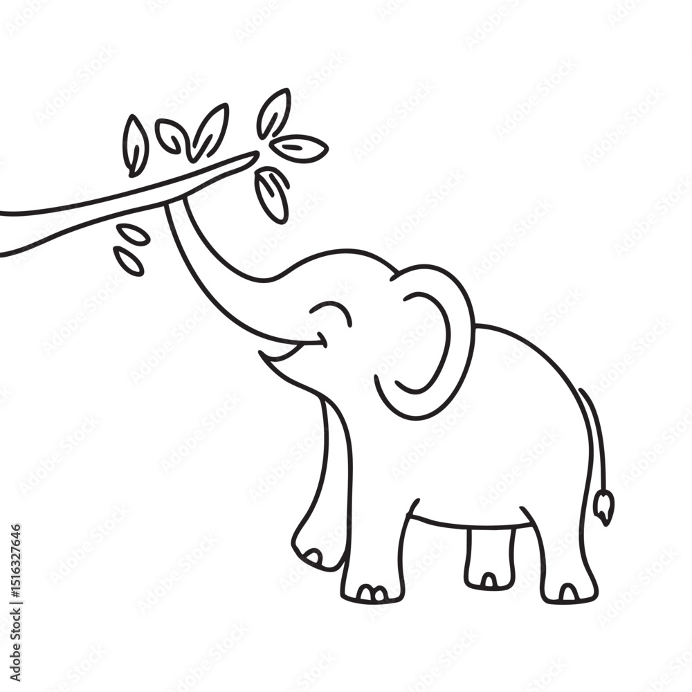 Obraz premium An elephant's trunk stretching toward a tree branch