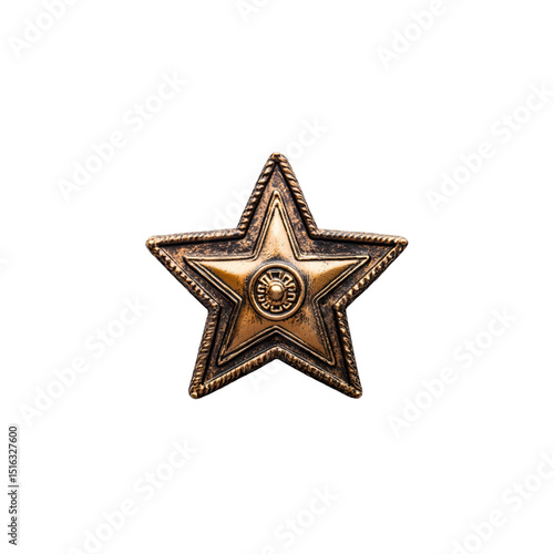 Sheriff's five-pointed star badge isolated on a transparent background