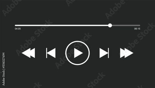 Perfect audio or video player loading bars with time slider. rewind and fast forward buttons. play and pause button. media player playback panel interface
