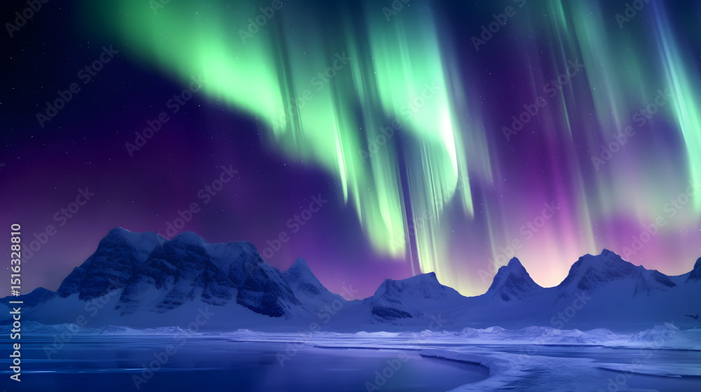 Naklejka premium Aurora borealis on the Norway. 