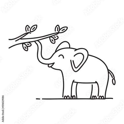 A trunk of an elephant touching a tree branch