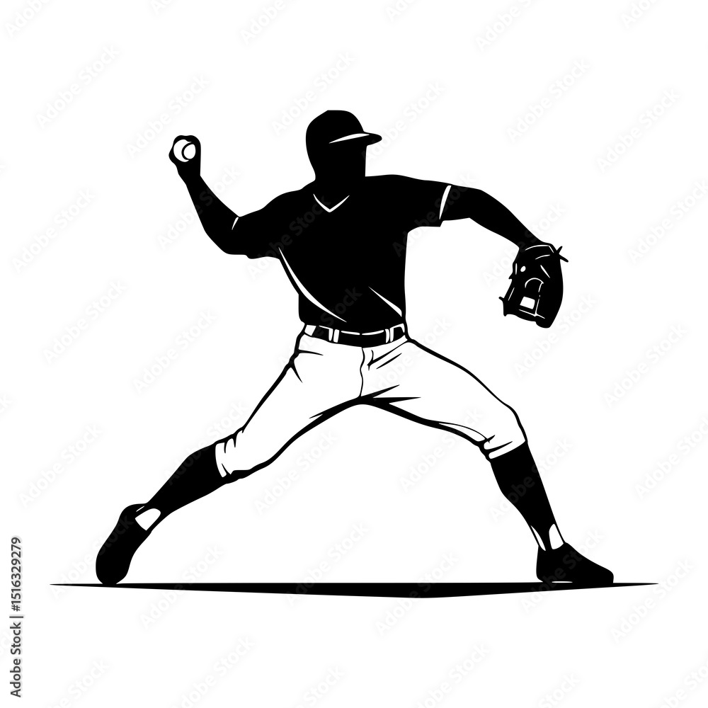 Naklejka premium baseball player silhouette vector illustration