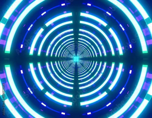 Neon tunnel with concentric circles