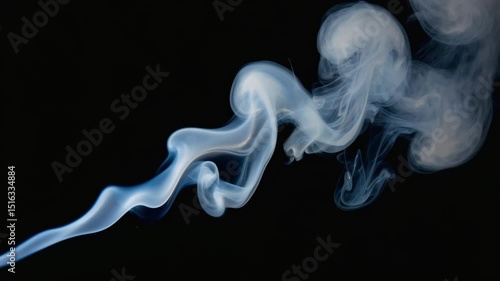 Abstract blue smoke swirling against a black background  