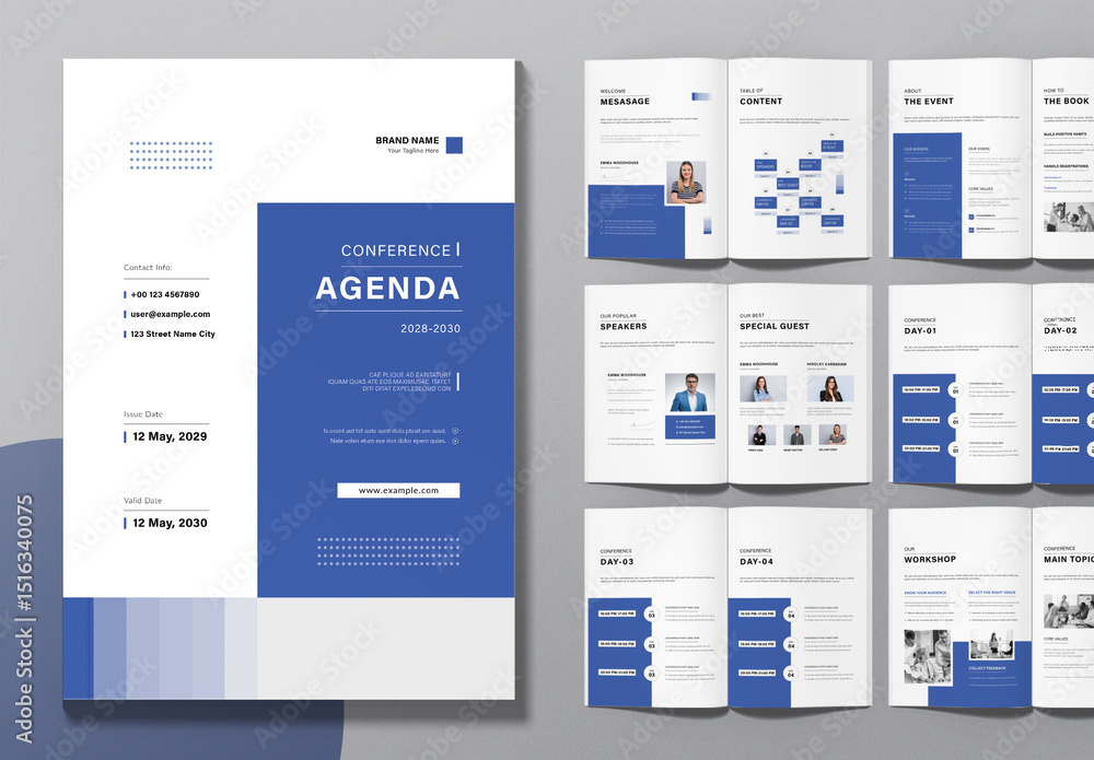 Conference Agenda Template Layout Stock Template | Adobe Stock