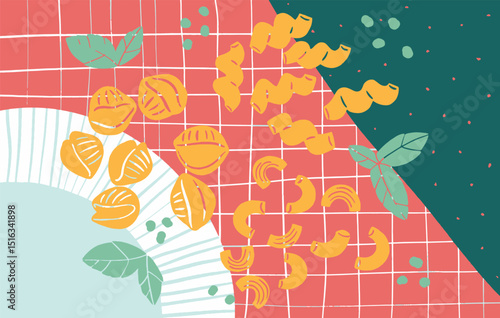 Pasta Noodles Cooking Illustrations Food