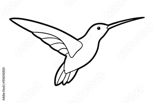 Hummingbird flying line art illustration for delicate and detailed designs vector illustration.