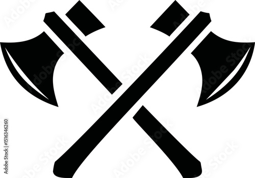 Crossed black axes illustration with symmetrical sharp blades. Vector illustration