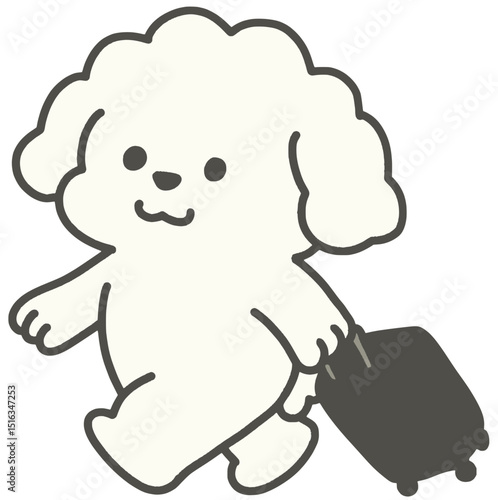 캐리어 끌고 가는 강아지