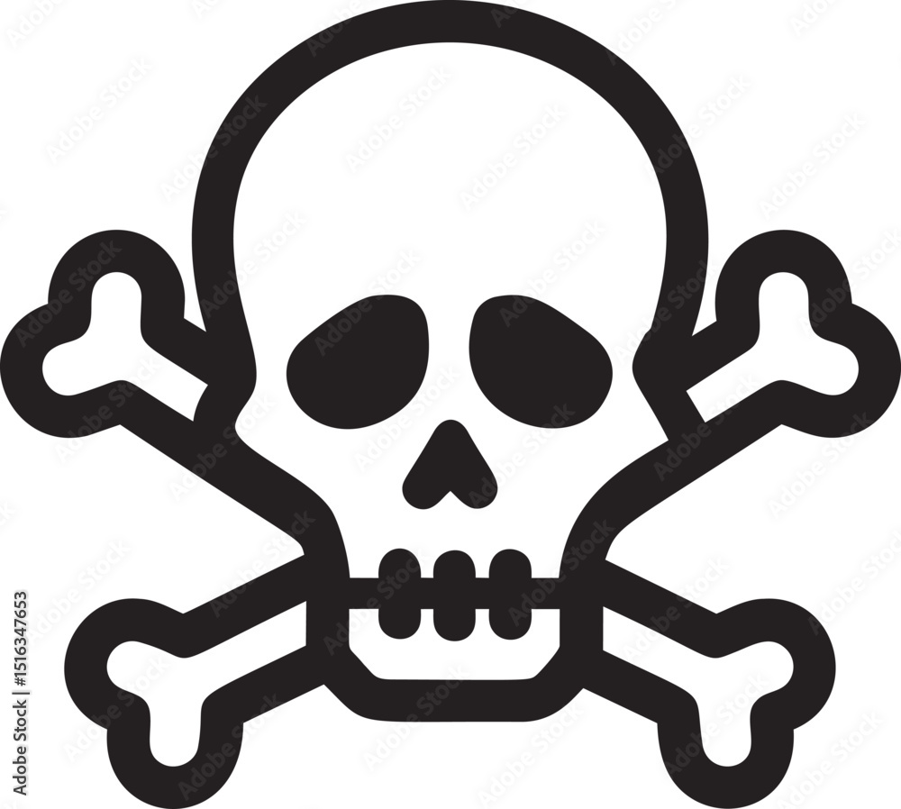 Simple black and white skull and crossbones graphic illustration. Vector illustration Simple black and white skull and crossbones graphic illustration. Vector illustration