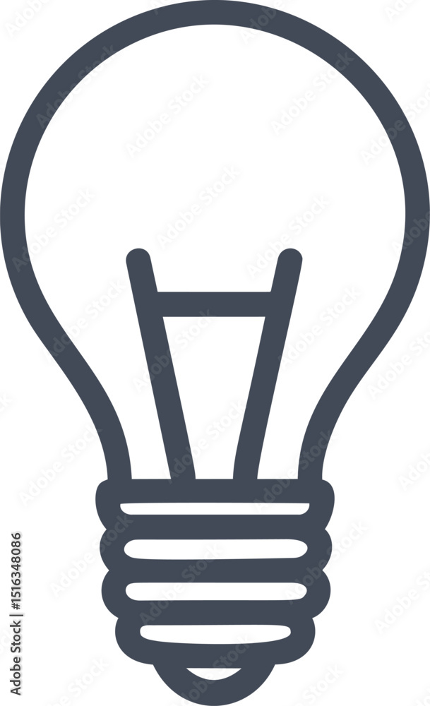 Minimalist gray outline of a light bulb, symbol of innovation. Vector illustration Minimalist gray outline of a light bulb, symbol of innovation. Vector illustration