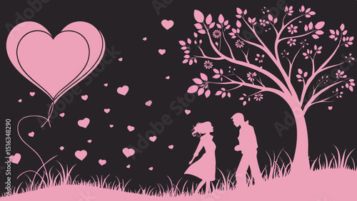 14 Feb. Valentines day background with black hearts glitter bokeh on black, card for Valentine's day, card, poster , social media in dark black background vector illustration.