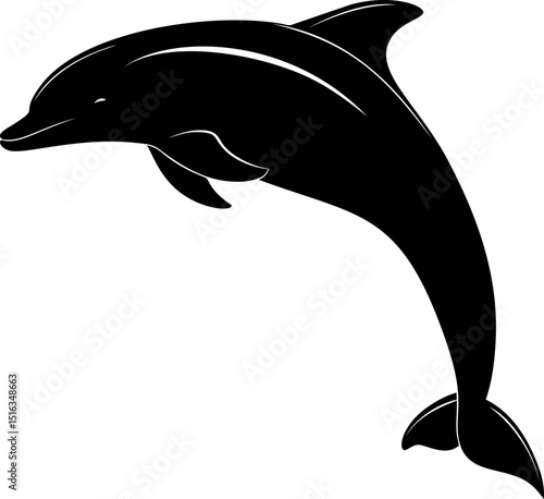Silhouette of a leaping dolphin, . Vector illustration