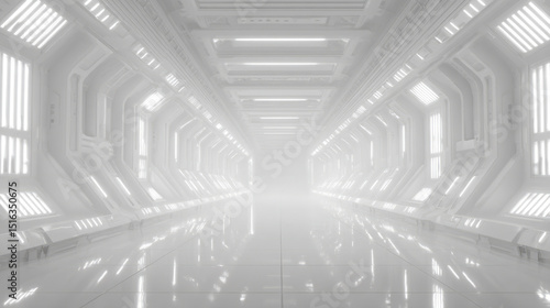 Futuristic Sci-Fi Hallway with Glowing Lights