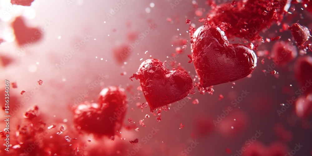 Fototapeta premium Red Heart-shaped Confetti