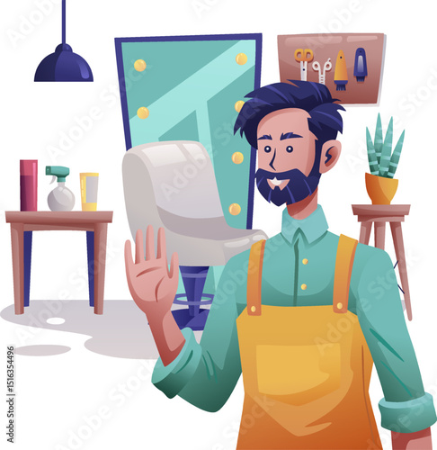 barber man with studio background vector illustration