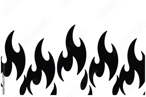 Abstract black flame pattern seamless border design