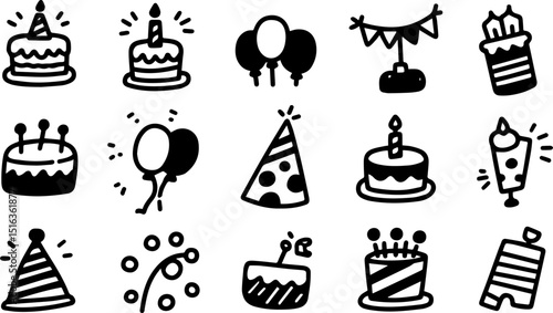 set of hand drawn icons for web
