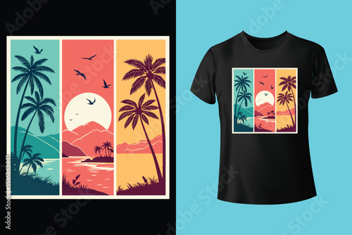 Summer T-Shirt Design – Tropical Beach, Sunshine, and Vacation Graphic Tee