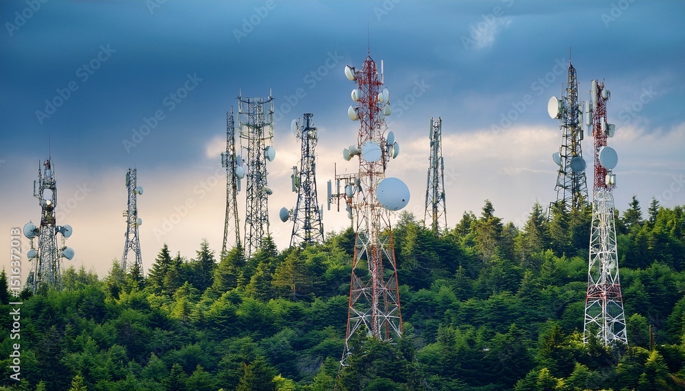 Obraz premium forest telecommunication towers