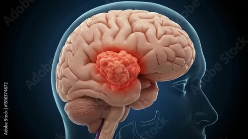 Brain tumor illustration medical visual aid,brain tumor,cerebral infarction. Medical health concept. Science 4k video