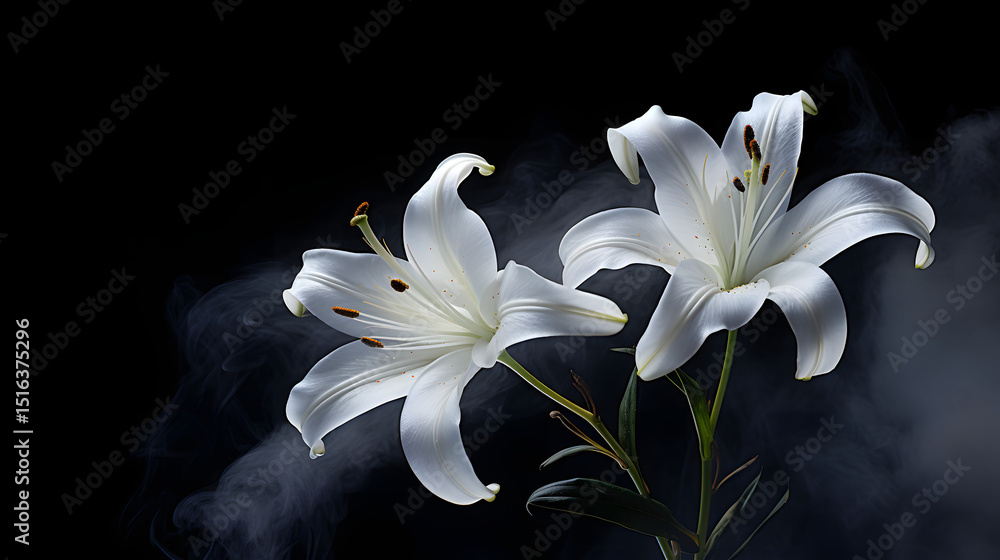 Fototapeta premium white lily on black background