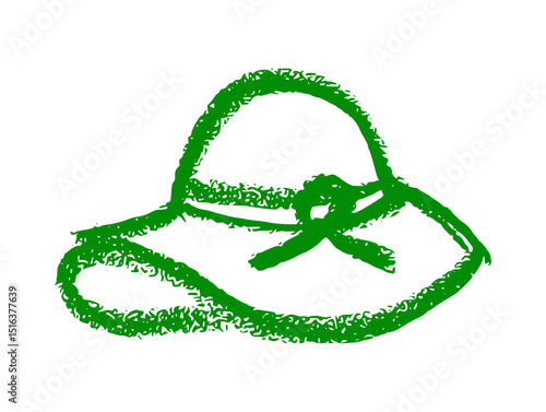 Hat Icon Summer Beach Related Icons Crayon Chalk Drawing Vector Set