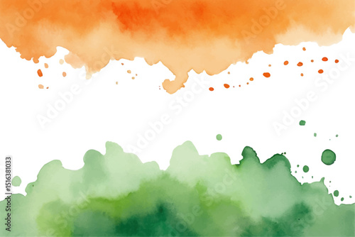 Indian Tricolor Abstraction: A vibrant watercolor representation of the Indian flag, rendered in flowing strokes of saffron, white, and green, embodies the spirit of independence and unity.