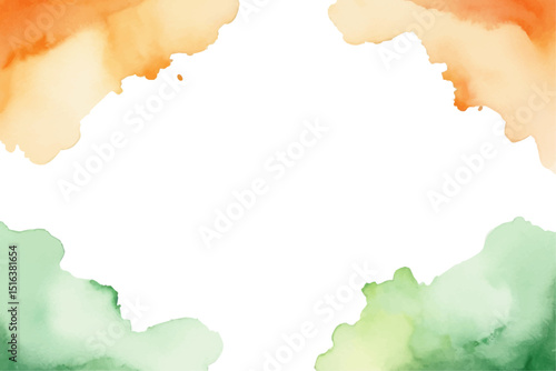 Abstract Indian Flag Watercolor: An abstract watercolor illustration depicting the vibrant hues of the Indian flag - saffron, white, and green - evoking a sense of national pride and celebration.