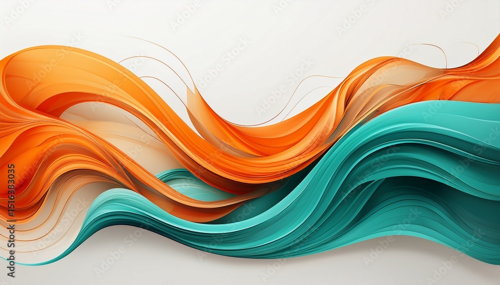 Obraz premium abstract flowing wave design with vibrant orange and teal colors on a clean white background