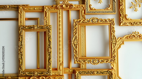 golden picture frames of different designs to add pics
